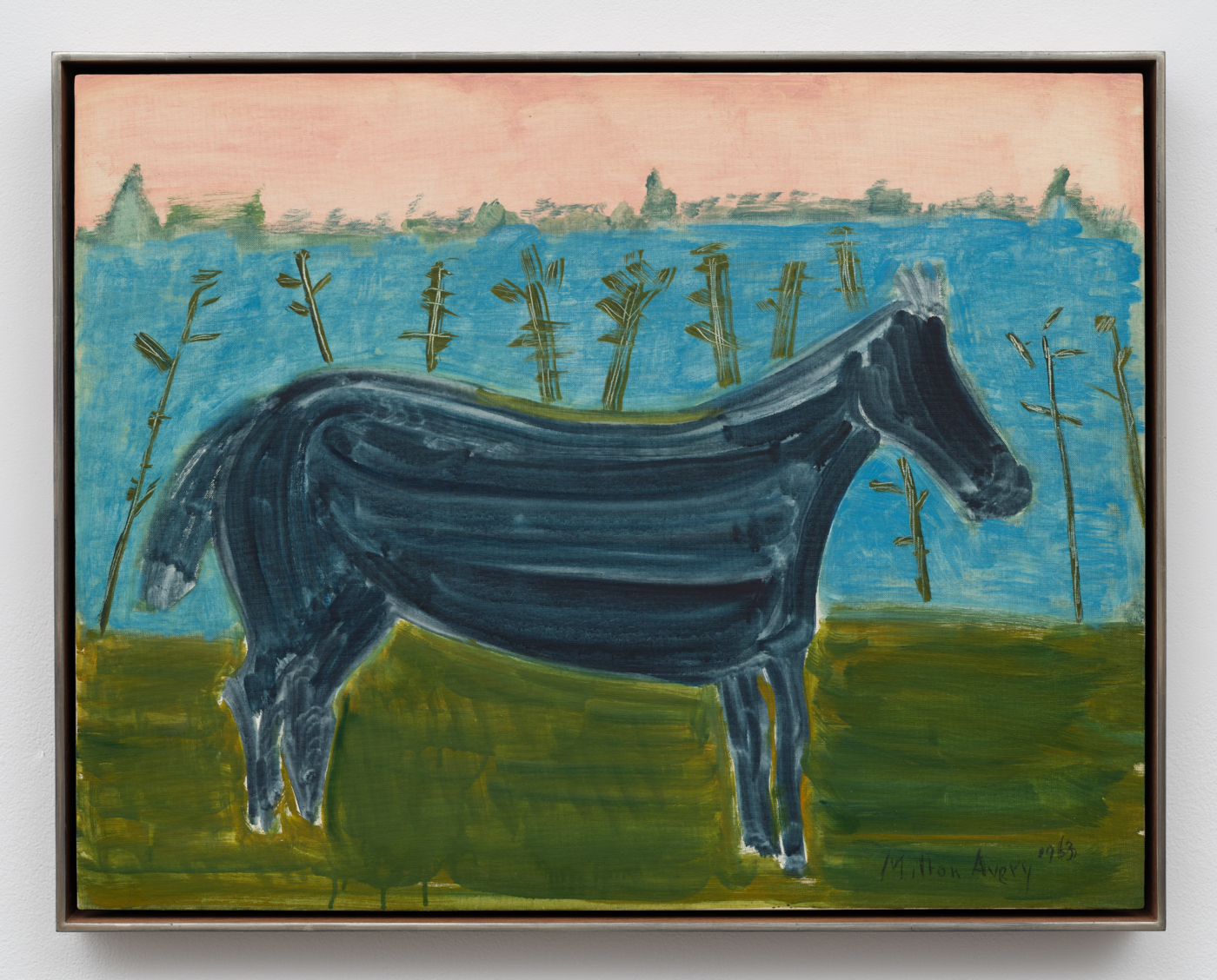 Blue Horse, 1963. Oil on canvas board, 22 x 28 in. (55.88 x 71.12 cm), 23 x 29 in. (58.42 x 73.66 cm) framed