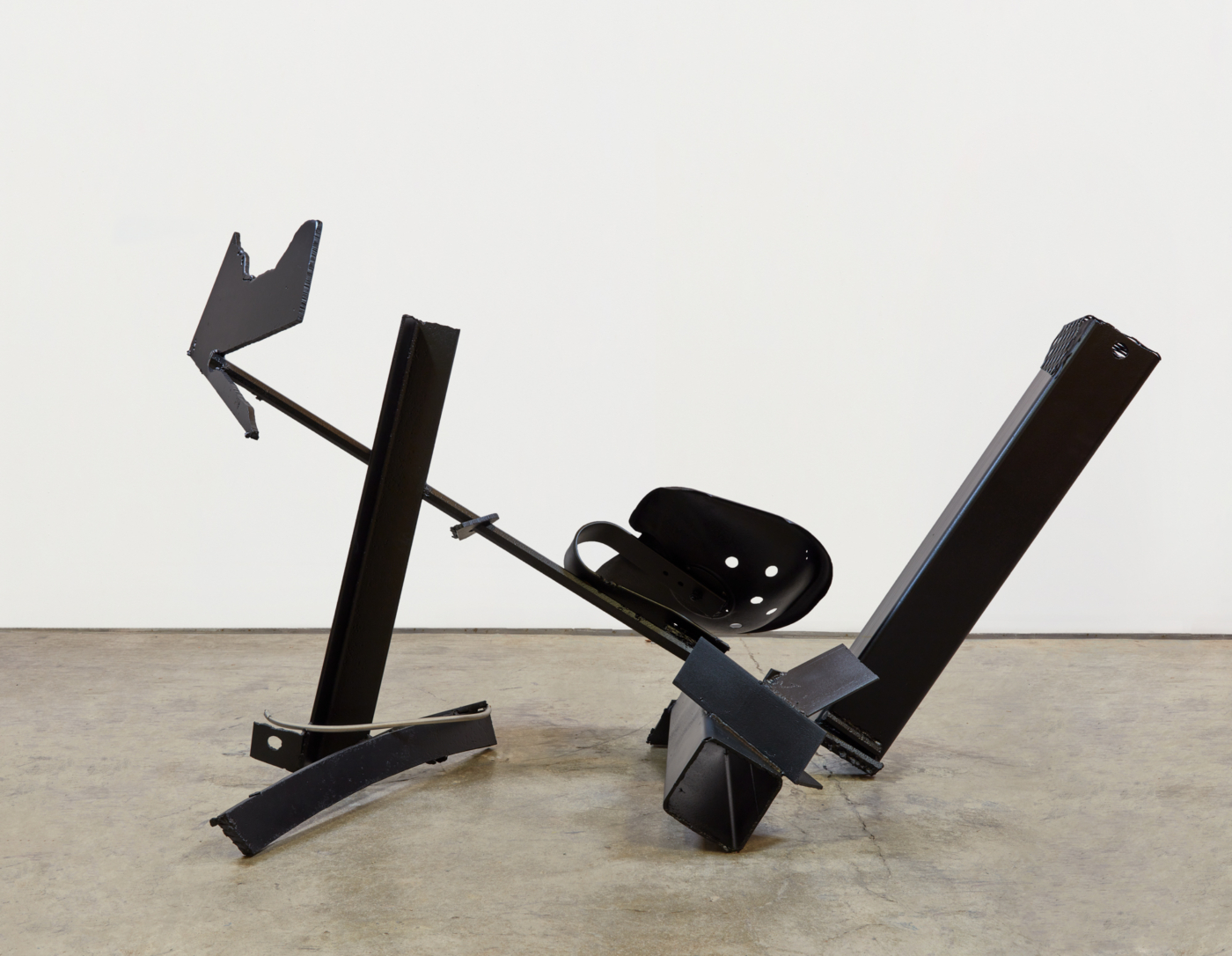 Riding High, 2023. Mild and stainless steel, 44 x 80 x 32 1/4 in. (111.76 x 203.20 x 81.92 cm)