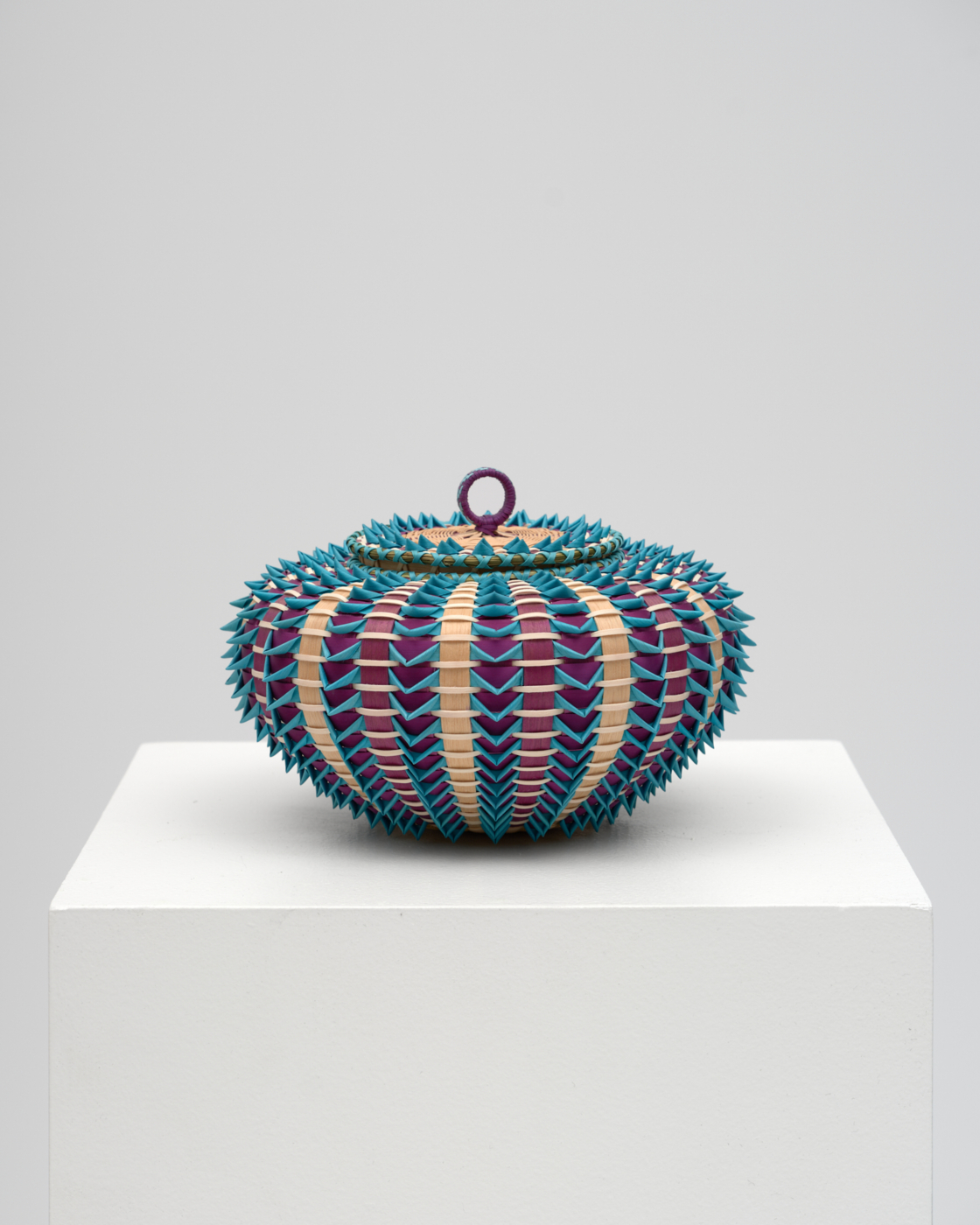 Renaissance, 2010/2026. Ash, sweetgrass, and synthetic dyem 5 1/2 x 8 x 8 in. (13.97 x 20.32 x 20.32 cm)