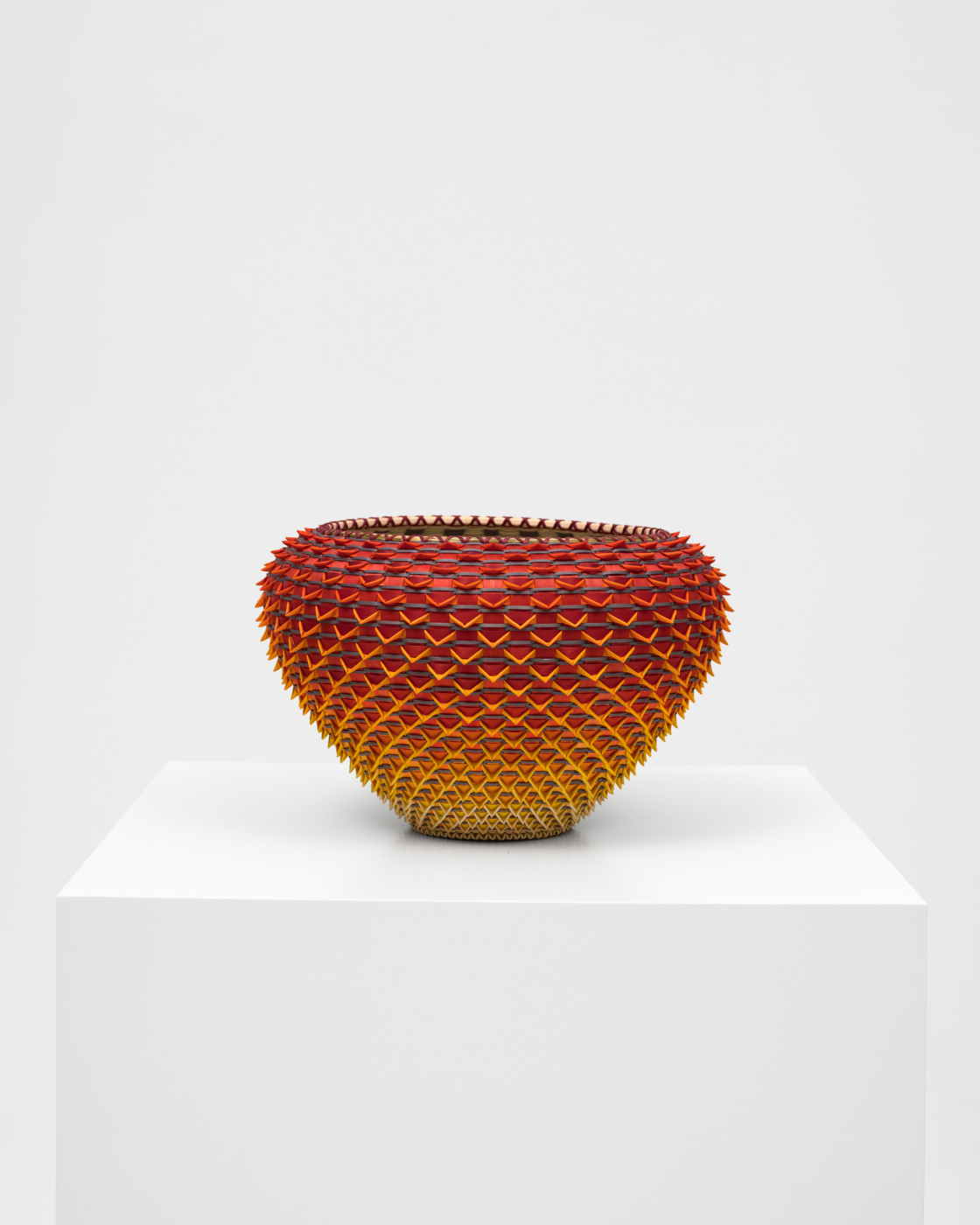 Equilibrium, 2026. Ash, sweetgrass, and synthetic dye, 7 1/4 x 11 3/8 x 11 3/8 in. (18.41 x 28.89 x 28.89 cm)