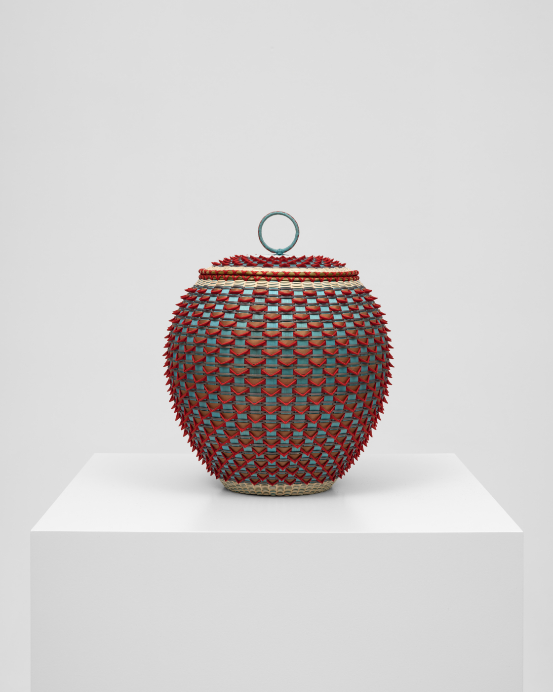 Burst, 2026. Ash, sweetgrass, and synthetic dye, 12 x 10 x 10 in. (30.48 x 25.40 x 25.40 cm)