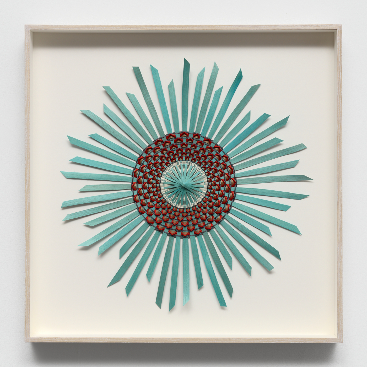 Aquamarine (red), 2026. Ash and dye, 18 x 18 in. (45.72 x 45.72 cm); 22 x 22 in. (55.88 x 55.88 cm) framed