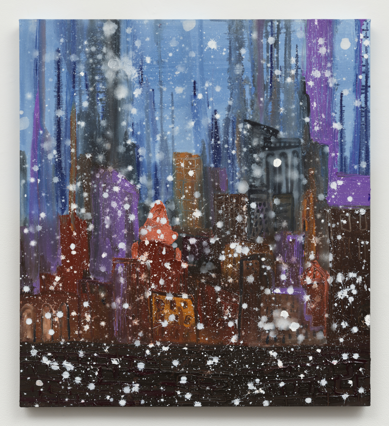 Tabboo!, Maxwell's Silver Snow Scene, 2026. Acrylic on canvas, 42 x 38 1/4 in. (106.68 x 97.16 cm)