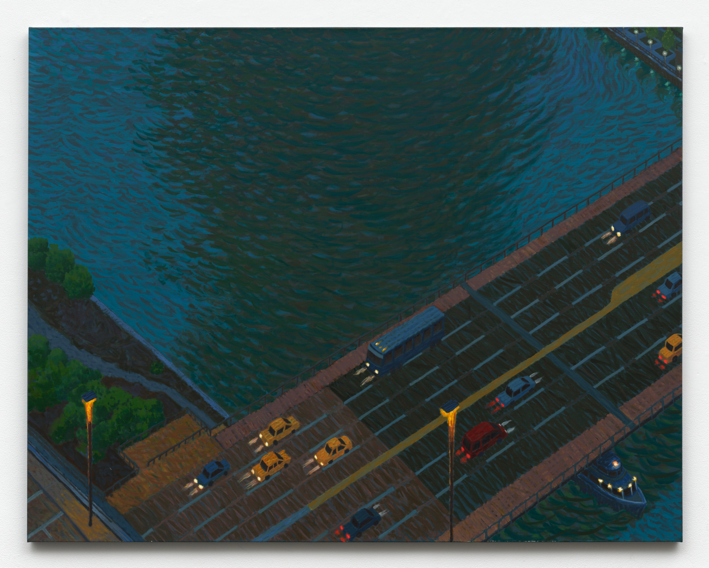 Yvonne Jacquette, Columbus Drive Bridge (Chicago), 1999–2000. Oil on canvas, 55 x 70 in. (139.70 x 177.80 cm)