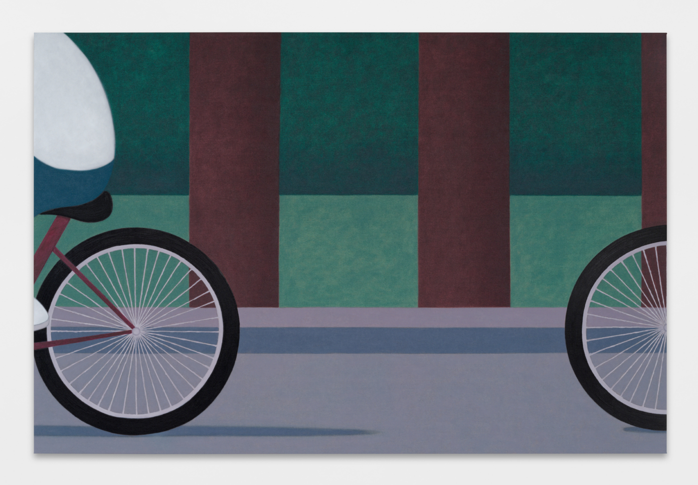 Henni Alftan, Cycling, 2025. Oil on linen, 51⅛ x 76¾ in. (130 x 195 cm)