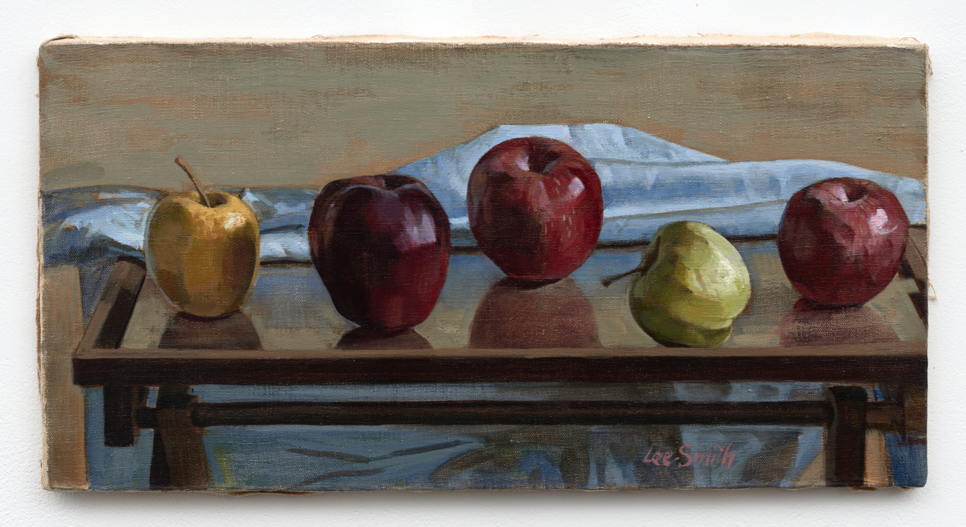 Five Apples, 1960. Oil on canvas, 12 x 24 in. (30.48 x 60.96 cm) © 2026 Estate of Hughie Lee-Smith / Artists Rights Society (ARS), NY