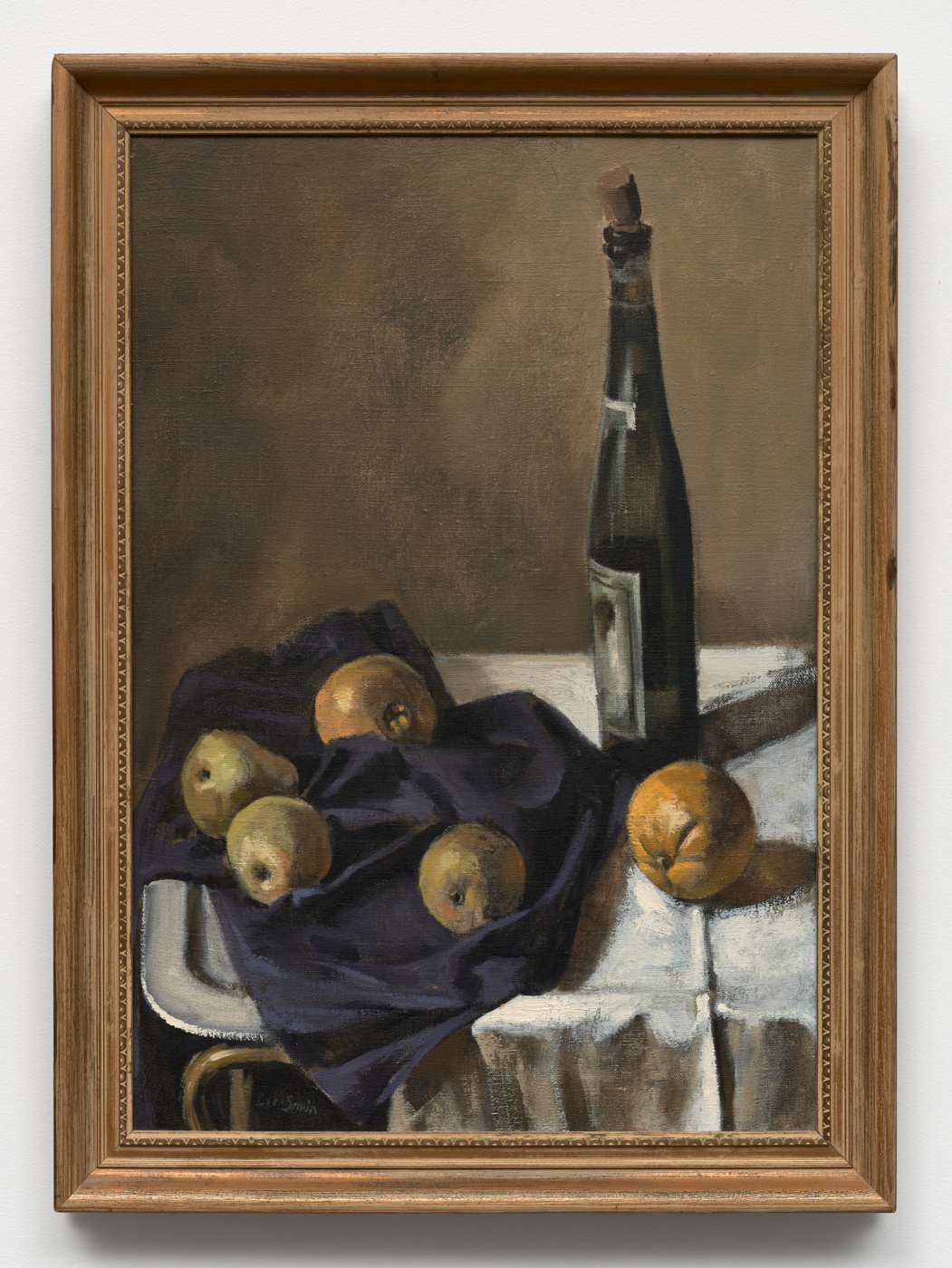 Still Life with Wine Bottle and Fruit, n.d.. Oil on canvas, 26 x 18 in. (66.04 x 45.72 cm); 29¼ x 21¼ in. (74.30 x 53.98 cm) framed © 2026 Estate of Hughie Lee-Smith / Artists Rights Society (ARS), NY