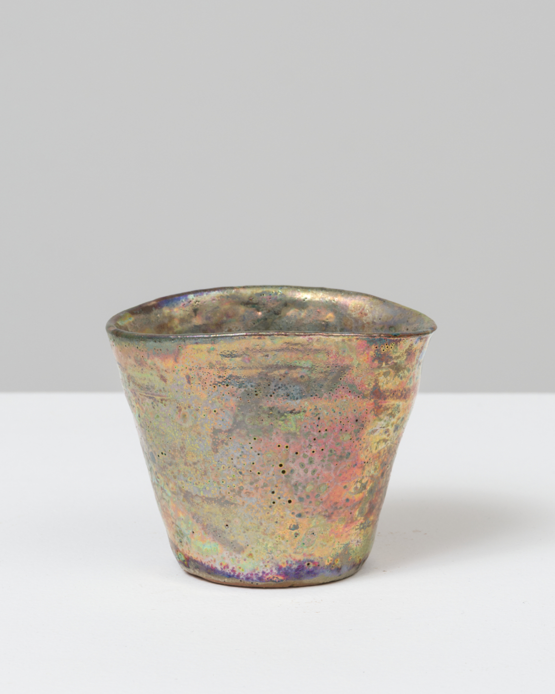 Beatrice Wood, Squeeze Pot, n.d. Earthenware with luster glaze, 2⅜ x 2¼ x 3 in. (6.05 x 5.71 x 7.62 cm)