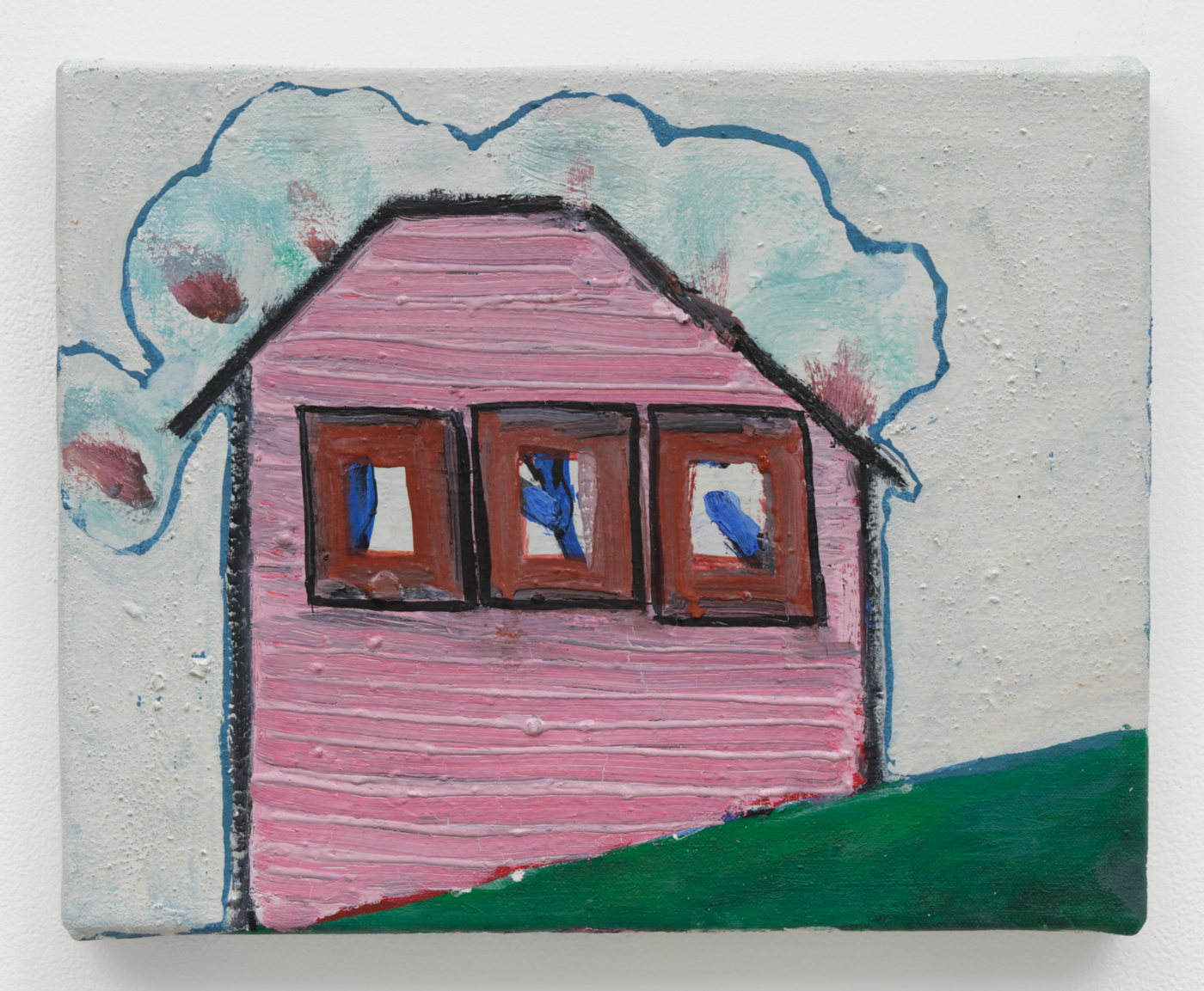 Pink Cabin, 2026. Oil on canvas, 9½ x 11¾ in. (24.00 x 30.00 cm)
