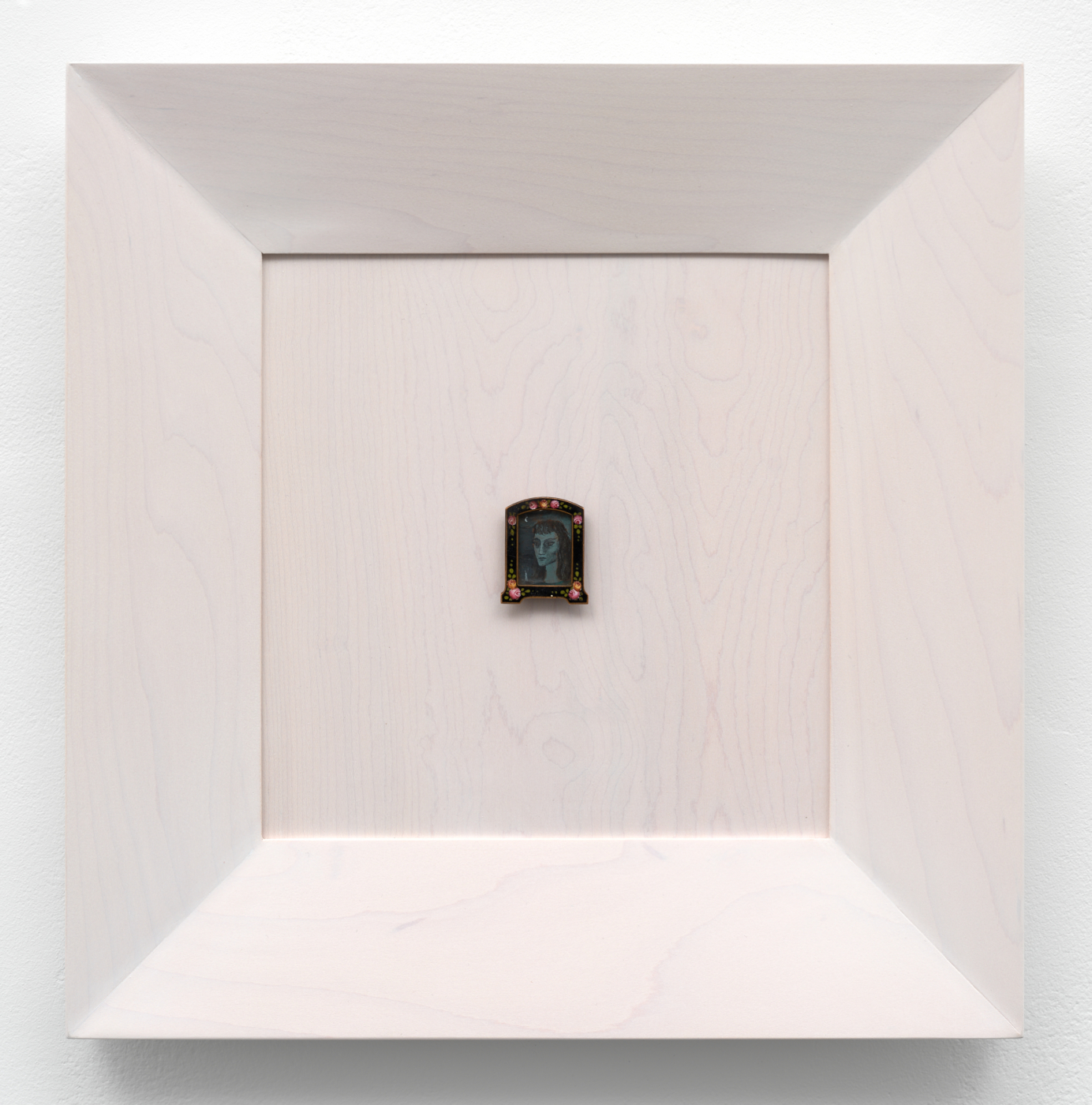 Gertrude Abercrombie, Miniature Self Portrait, 1952. Oil on masonite in frame, 1 3/8 x 1 1/8 x 1/4 in. (3.51 x 2.87 x 0.64 cm); 12 x 11¾ x 1⅜ in. (30.48 x 29.84 x 3.51 cm) framed