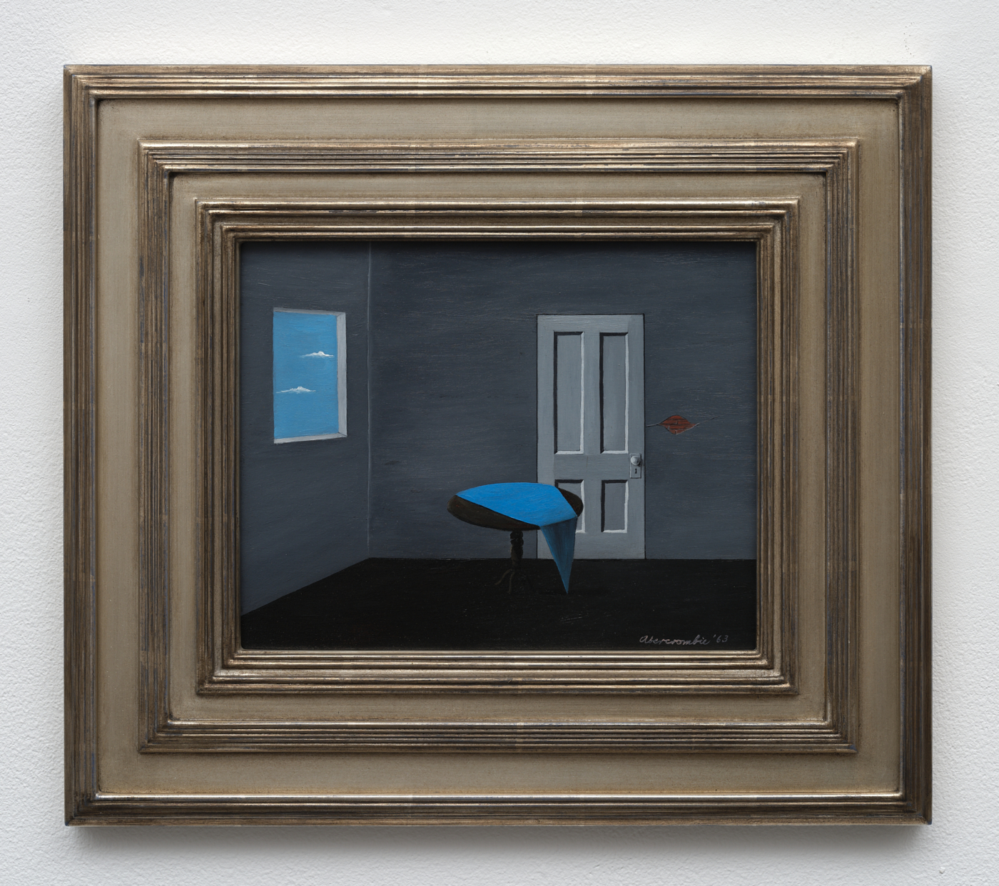 Gertrude Abercrombie, Lonely Table, 1963. Oil on board, 8 x 10 in. (20.64 x 25.40 cm); 14½ x 16¾ x 1¼ in. (36.83 x 42.55 x 3.17 cm) framed