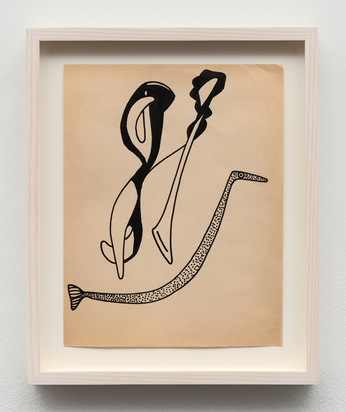 Lionel Ziprin, untitled (biomorphic and figural abstraction), 1950–1959. Ink on paper, 11 x 8½ in. (27.94 x 21.59 cm); 13 3/4 x 11 1/4 in. (34.92 x 28.57 cm) framed