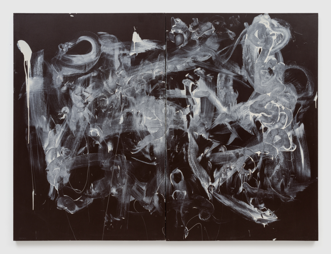 William Burroughs, Steven Lowe, Exterminator II, 1993. Acrylic on canvas; diptych, 72 x 48 in. (182.88 x 121.92 cm) each; 72 x 96 in. (182.88 x 243.84 cm) overall