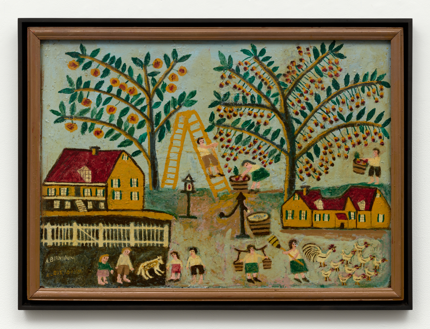 Aaron Birnbaum, Untitled (Farm Scene), c. 1970. Oil and varnish on panel with found frame, 32¼ x 44¼ in. (81.92 x 112.39 cm); 34¼ x 46¼ in. (87.00 x 117.48 cm) framed