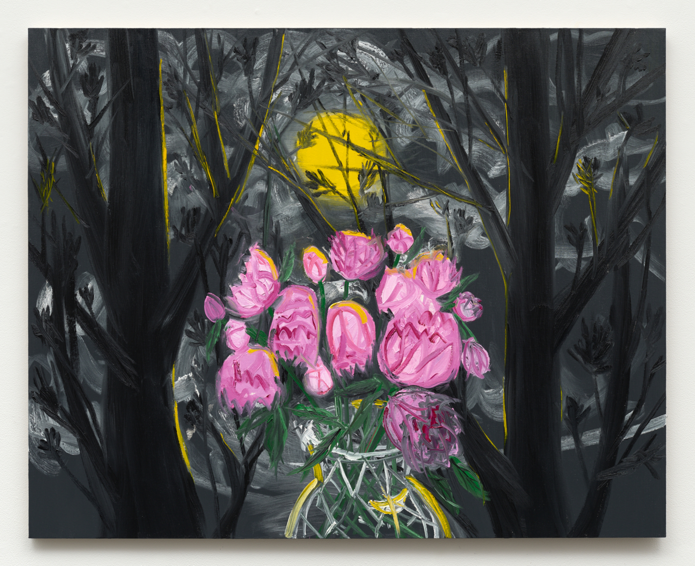 Ann Craven, Moon (Silent, Gram's peonies), 2026, 2026. Oil on linen, 48 x 60 in. (121.92 x 152.40 cm)