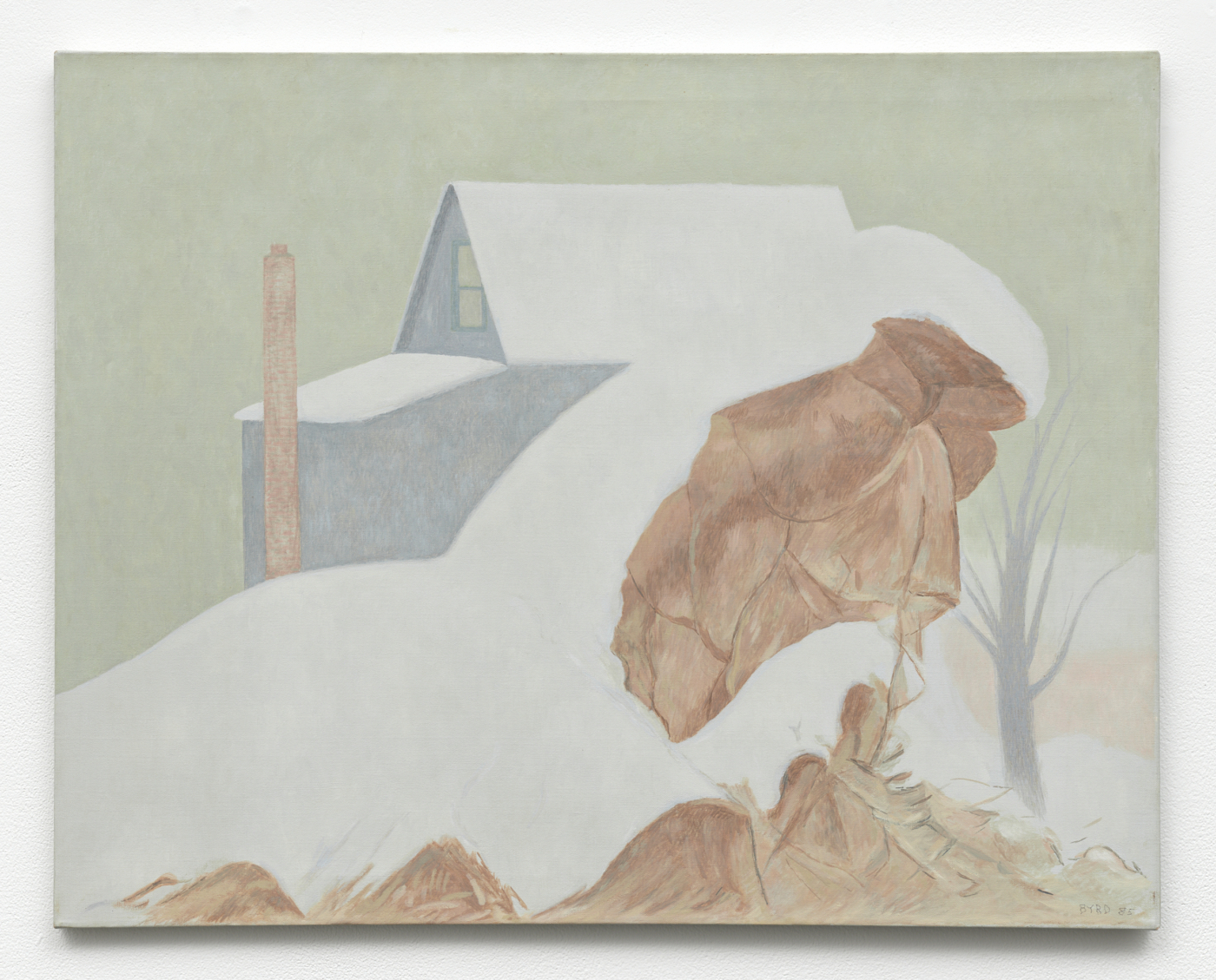 David Byrd, House In Snow, 1985. Oil on canvas, 27⅛ x 34⅛ x ⅞ in. (68.91 x 86.69 x 2.24 cm)