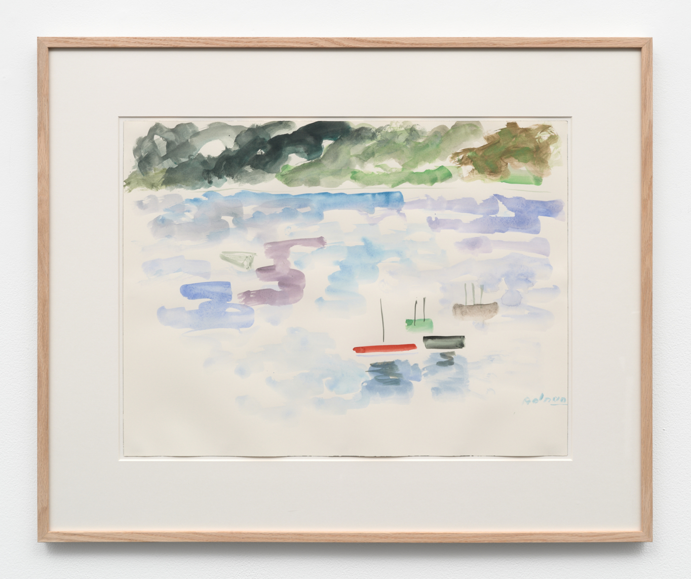 Etel Adnan, Bay, c. 1990s. Watercolor on paper, 18⅛ x 24 in. (46.00 x 61.00 cm); 27 1/8 x 33 in. (68.90 x 83.80 cm) framed
