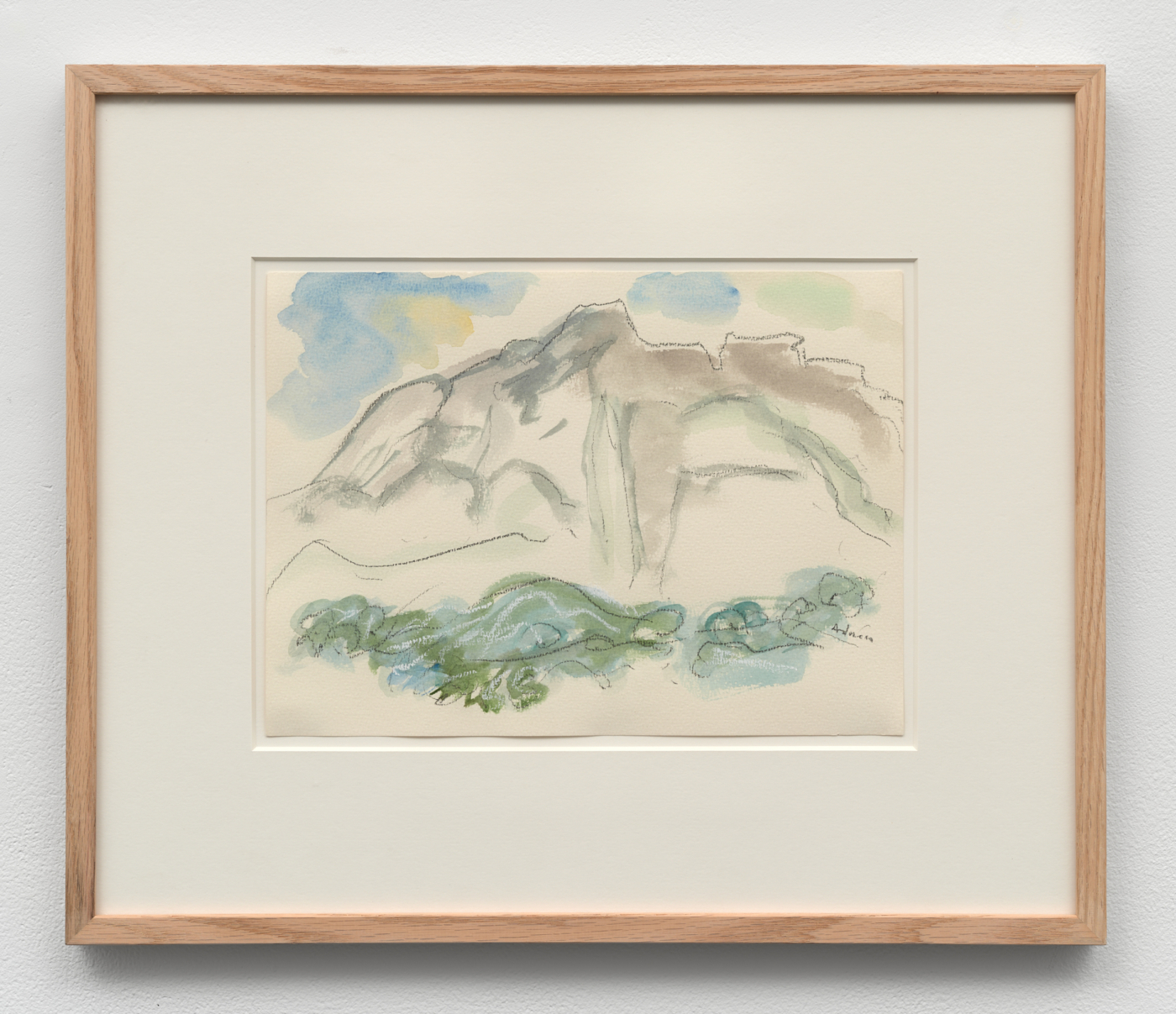 Etel Adnan, Montagne Sainte-Victoire 6, 1990. Pastel and watercolor on paper, 9⅛ x 12⅝ in. (23.19 x 32.08 cm); 17 1/4 x 20 1/2 in. (43.81 x 52.07 cm) framed