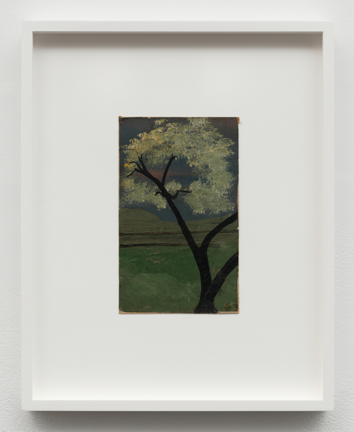 Frank Walter, Untitled (Tall Low-Branching Tree), n.d.. Oil on single-ply cardboard, 9 x 5½ in. (22.86 x 13.97 cm); 17½ x 14 in. (44.45 x 35.56 cm) framed