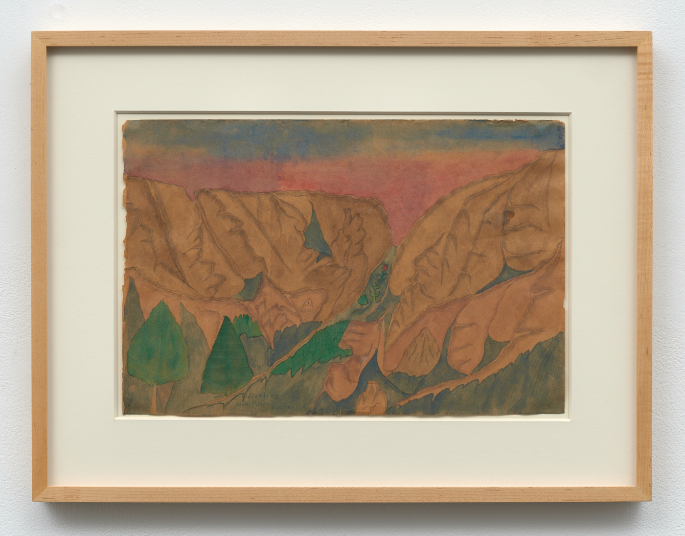 Joseph Yoakum, Darling Range Near Perth Australia, c. 1965. Colored pencil, watercolor, felt tip pen, and ballpoint pen on paper, 12 x 17½ in. (30.50 x 44.50 cm); 19 x 25 in. (48.26 x 63.50 cm) framed