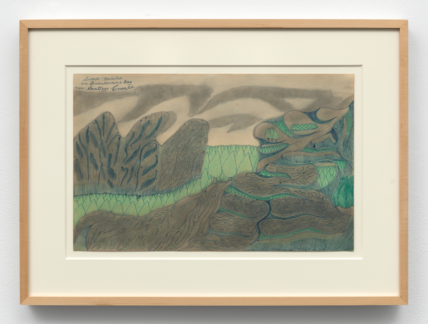 Joseph Yoakum, Sierra Maestra on Guantanamo Bay near Santiago Cuba, n.d.. Watercolor and ink on paper, 12 x 19 in. (30.50 x 48.30 cm); 19⅜ x 26¼ in. (49.21 x 66.67 cm)framed