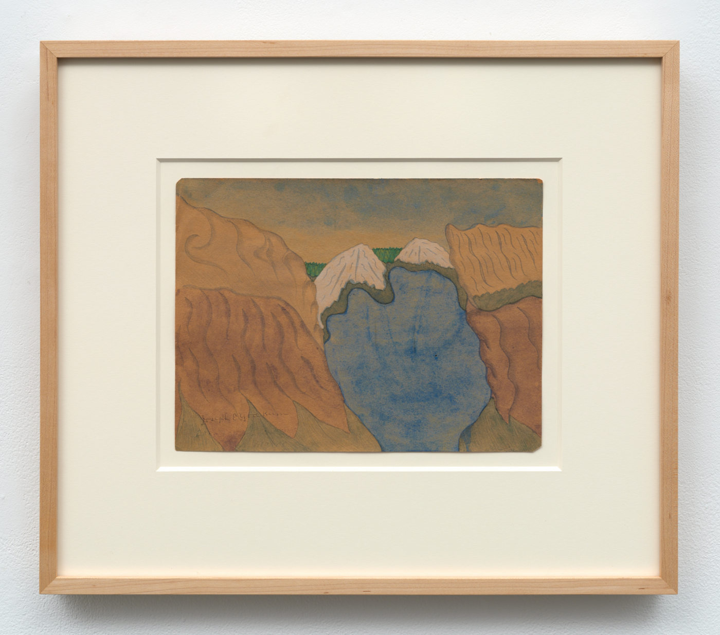 Joseph Yoakum, Lake Country in Northwest Maine, n.d.. Watercolor, ink, and colored pencil on paper, 9 x 12 in. (22.86 x 30.48 cm); 18 x 20¾ in. (45.72 x 52.70 cm) framed
