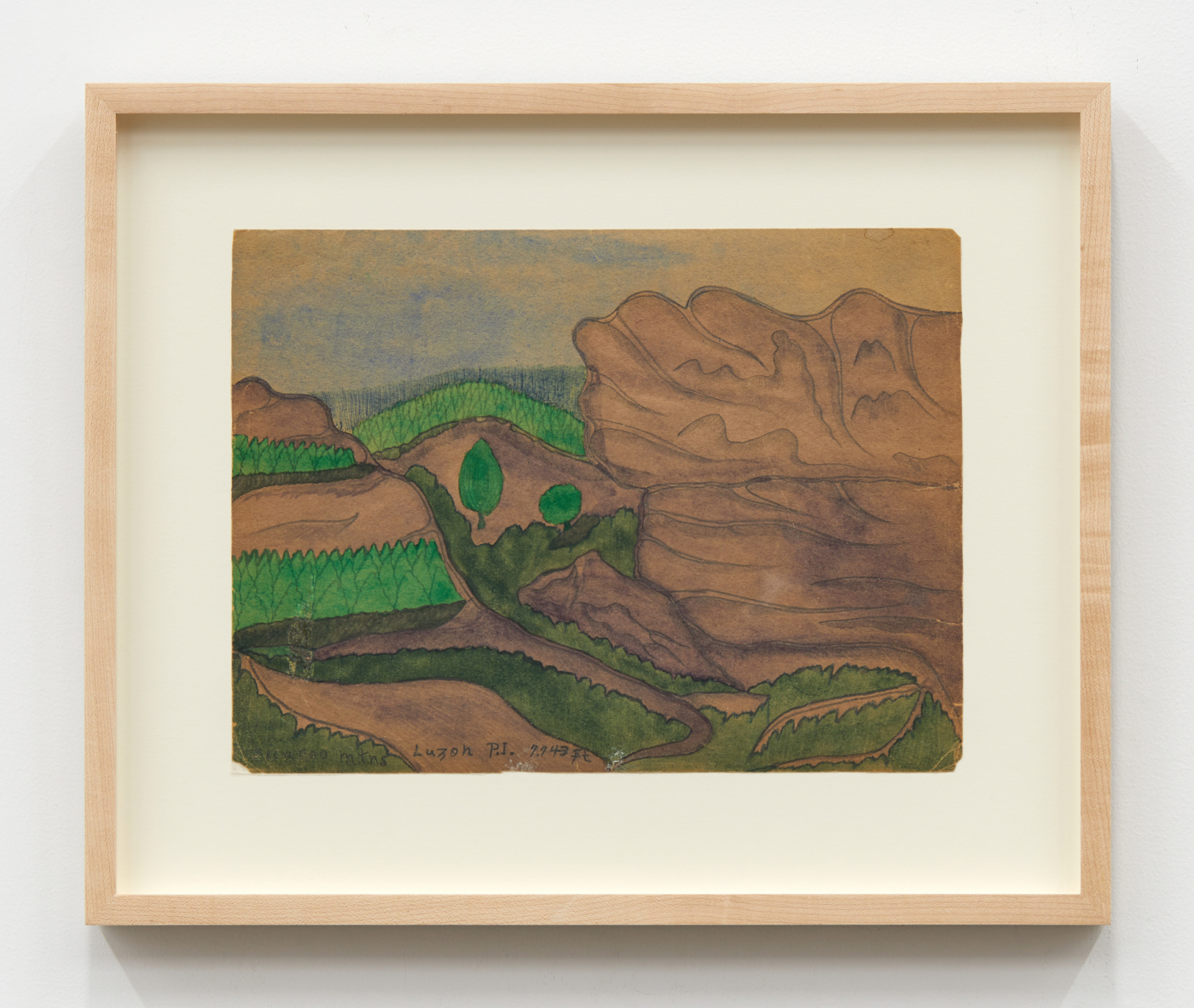 Joseph Yoakum, Sicapoo Mtns Luzon P.I. 7,743 ft, c. 1960/1970. Colored pencil, watercolor and graphite on paper, 9 x 12 in. (22.86 x 30.48 cm); 13¾ x 16¾ in. (34.92 x 42.55 cm) framed