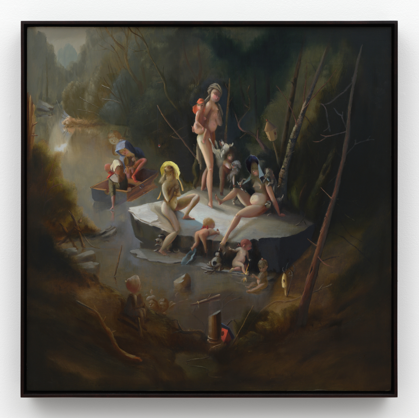 Kate Hargrave, Birdwatchers, 2026. Oil on birch panel, 30 x 30 in. (76.20 x 76.20 cm); 30⅞ x 30⅞ in. (78.42 x 78.42 cm) framed