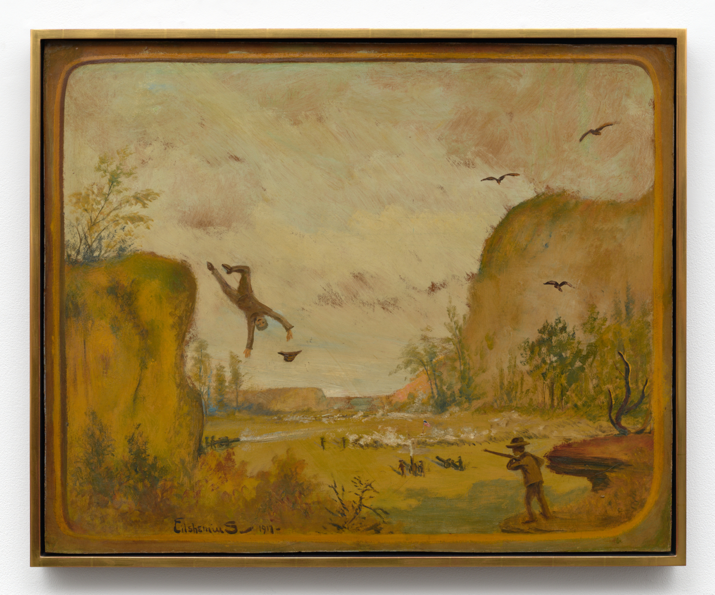 Louis M. Eilshemius, Civil War Battle Scene, 1917. Oil on board, 31¼ x 38¾ in. (79.38 x 98.42 cm); 33 3/4 x 41 1/4 in. (85.72 x 104.78 cm) framed