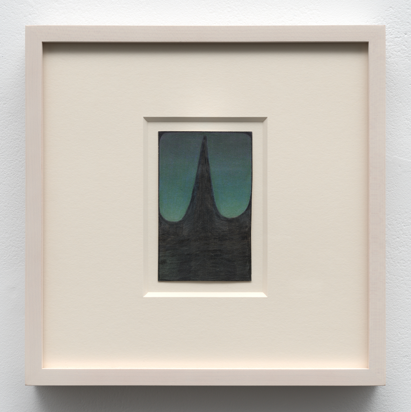Leopold Strobl, Untitled, 2019. Graphite and colored pencils on newsprint clip mounted on paper, 4 x 2½ in. (10.3 x 6.5 cm); 9⅝ x 9⅝ in. (24.45 x 24.45 cm) framed