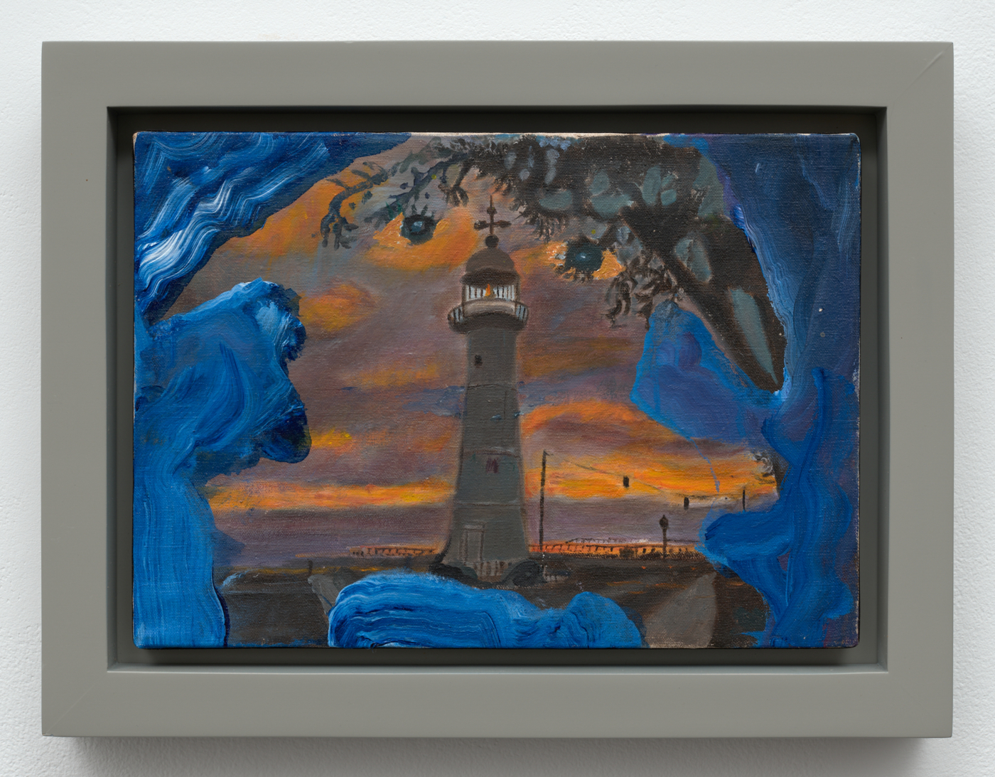 Margot Bergman, Willis, 2005-2009. Acrylic on found canvas, 10 x 14 in. (25.40 x 35.56 cm); 13 3/8 x 23 3/8 in. (33.99 x 59.39 cm) framed