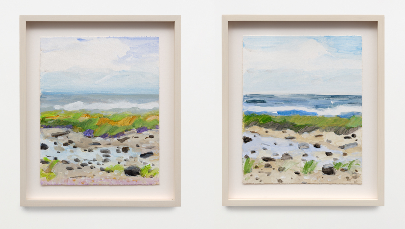 Maureen Gallace, Southport, September, 2025. Acrylic on paper; in two parts, 10 x 8 in. (25.40 x 20.32 cm) each; 12⅞ x 10⅞ in. 32.70 x 27.62 cm) framed