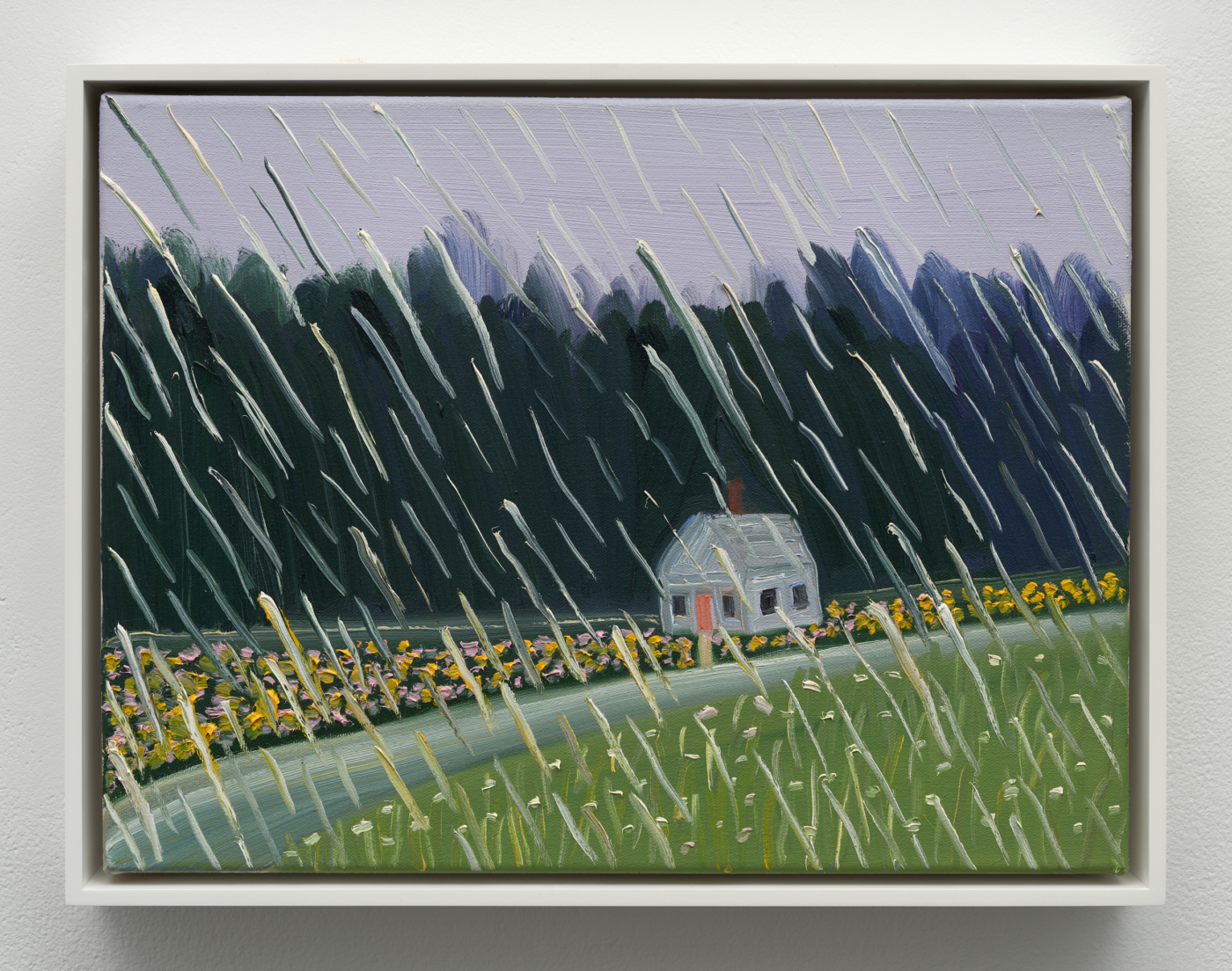 Matthew Wong, Spring Rain, 2018. Oil on canvas, 12 x 16 in. (31 x 41 cm); 13⅛ x 17⅛ in. (33.35 x 43.51 cm) framed