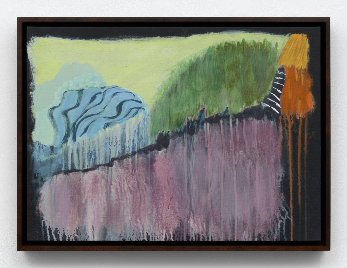 Reggie Burrows Hodges, Island Drip: Cyan Highway, 2026. Acrylic and pastel on linen, 16¼ x 22⅛ in. (41.27 x 56.21 cm); 17½ x 23½ in. (44.45 x 59.69 cm) framed
