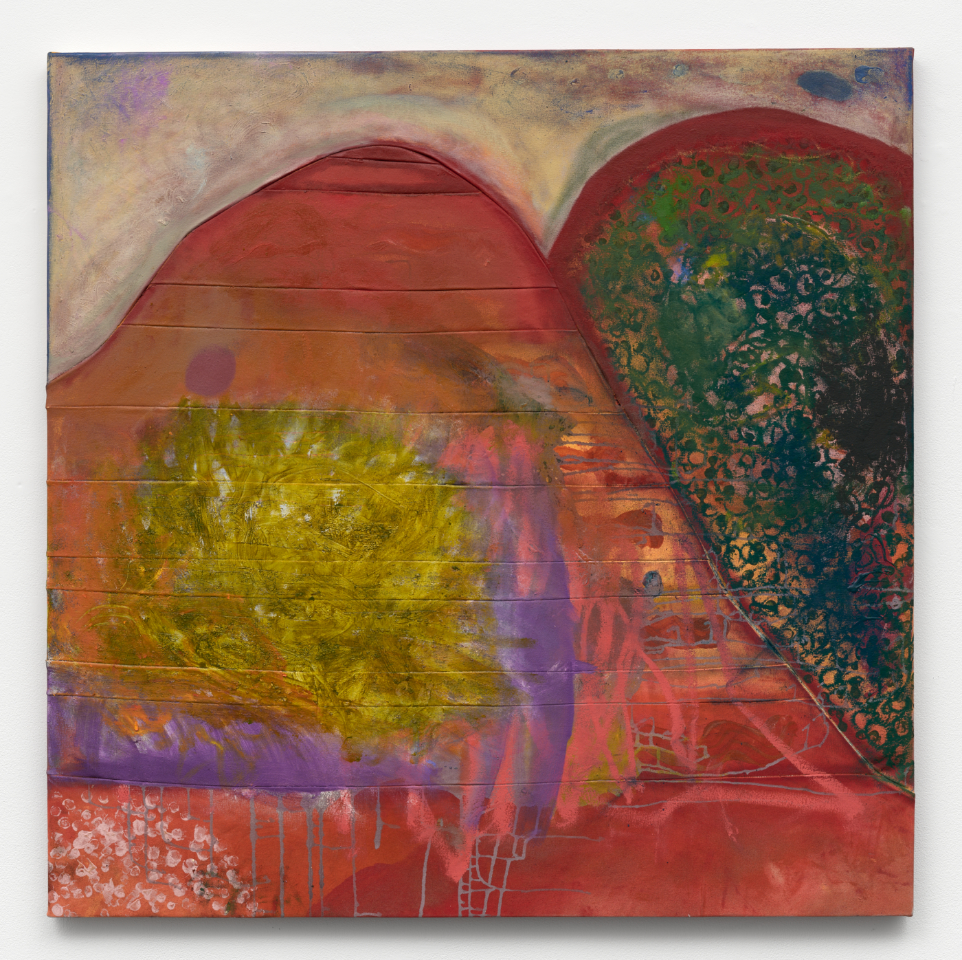 Uman, a place called Cherry valley, 2025. Oil and oil stick on deconstructed canvas, 50⅝ x 50⅝ in. (128.60 x 128.60 cm)
