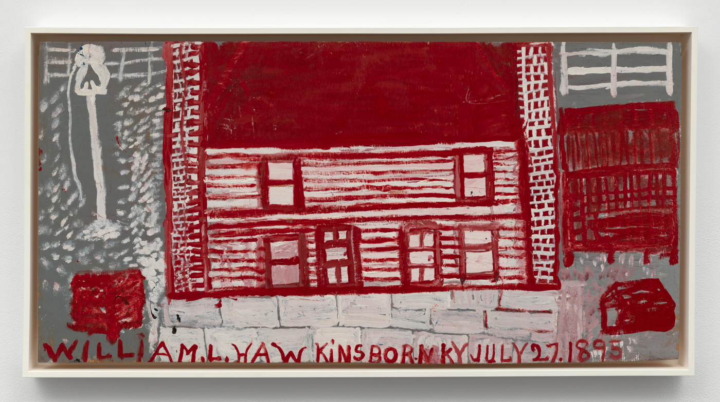 William Hawkins, Old Home, 1980. Enamel on board, 24 x 48 in. (60.96 x 121.92 cm); 26⅛ x 50⅛ in. (66.36 x 127.32 cm) framed