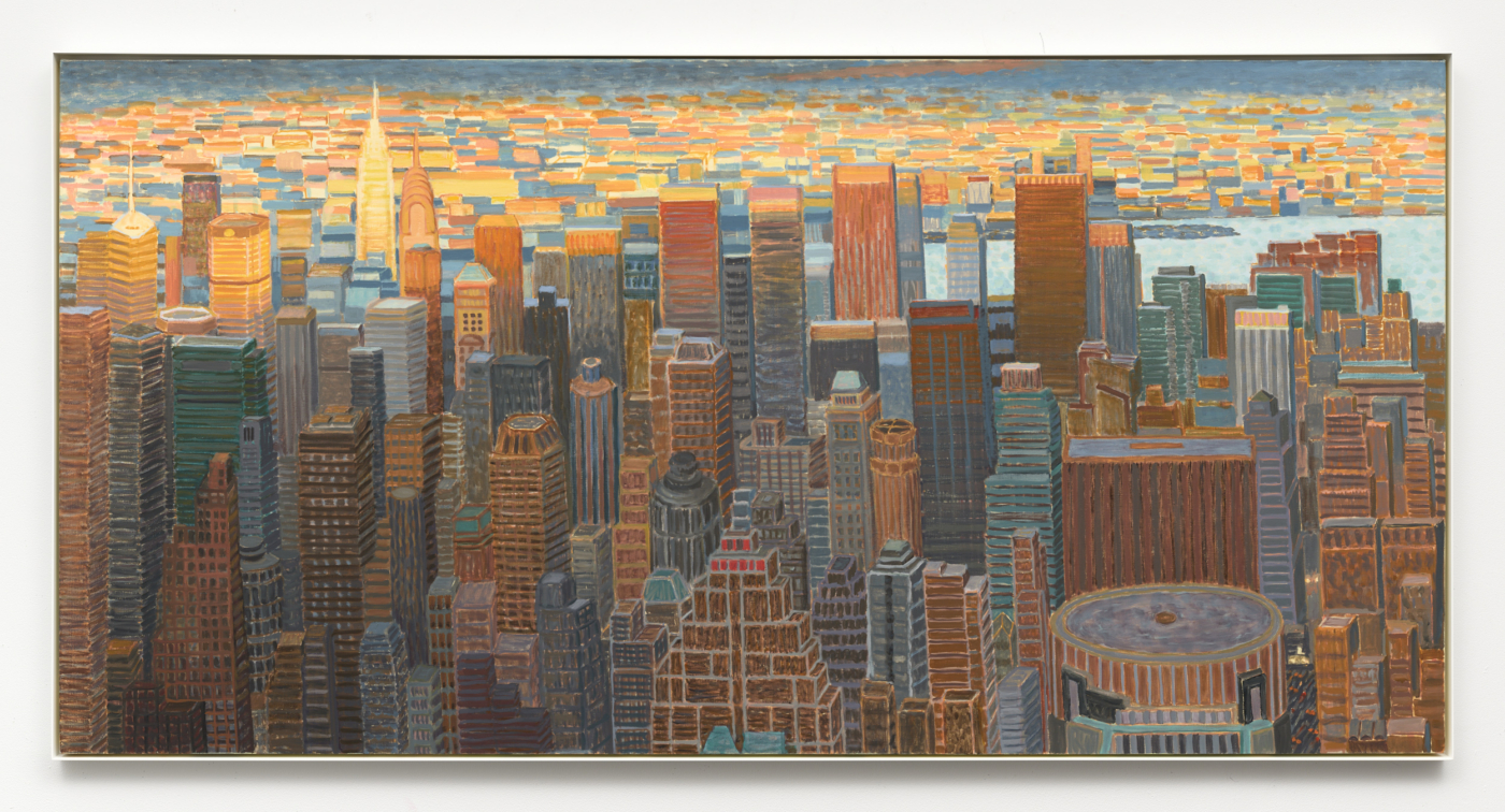 N.Y. Aerial View from Helicopter (Looking East from Hudson Yards Area) II, 2011–12. Oil on canvas, 49 x 97⅞ in. (124.46 x 248.62 cm); 50 x 98 7/8 in. (127 x 251.14 cm) framed