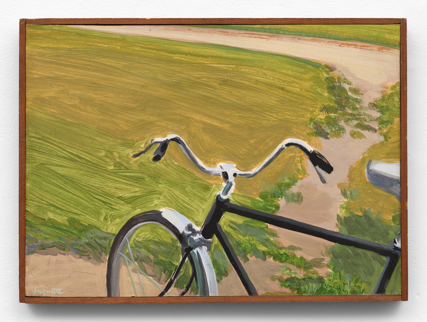 Yvonne Jacquette, Bike #2, c. 1965. Acrylic on wood, 10⅜ x 14¼ in. (26.35 x 36.20 cm); 10⅞ x 14¾ in. (27.62 x 37.47 cm) framed