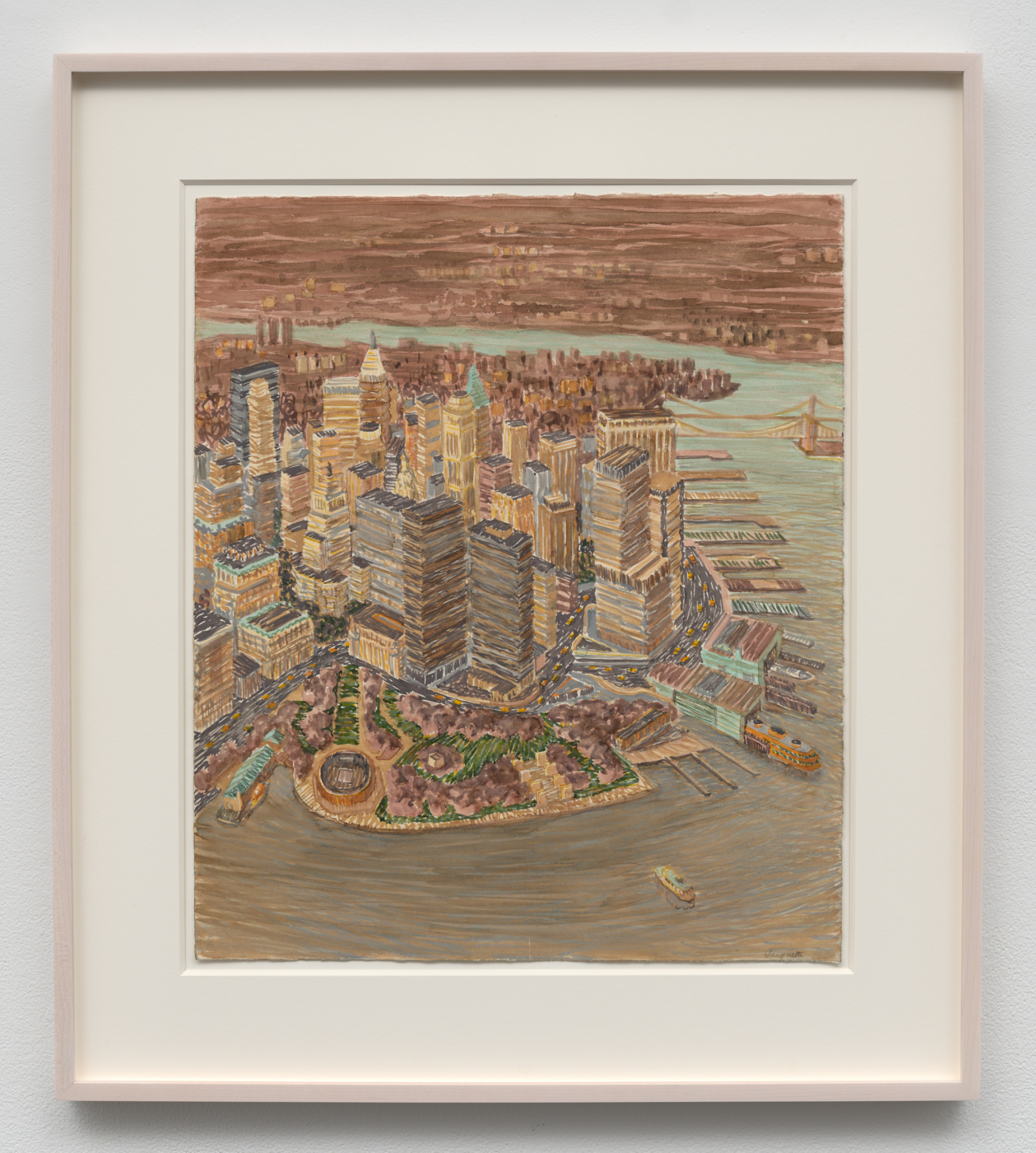 Glimpse of Manhattan Day, 1988. Watercolor and gouache on paper, 20 x 17 in. (50.80 x 43.18 cm); 27¼ x 24¼ in. (69.22 x 61.59 cm) framed
