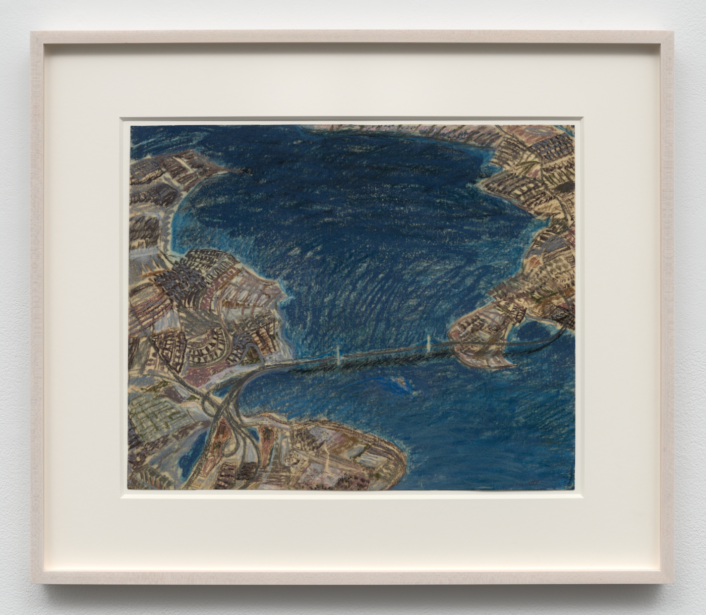 NY Throggs Neck Bridge, c. 1975. Pastel on paper, 14 x 17⅛ in. (35.56 x 43.51 cm); 21¼ x 24¾ in. (53.98 x 62.87 cm) framed