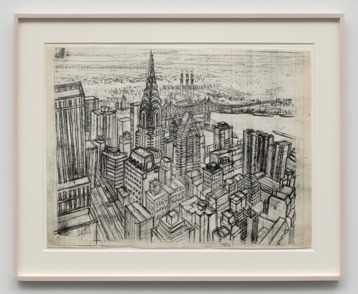 Study for Chrysler Building Composite at Dusk, 1997. Crayon and graphite on photostat, 22⅞ x 30 in. (58.10 x 76.20 cm); 30 x 37¼ in. (76.20 x 94.61 cm) framed