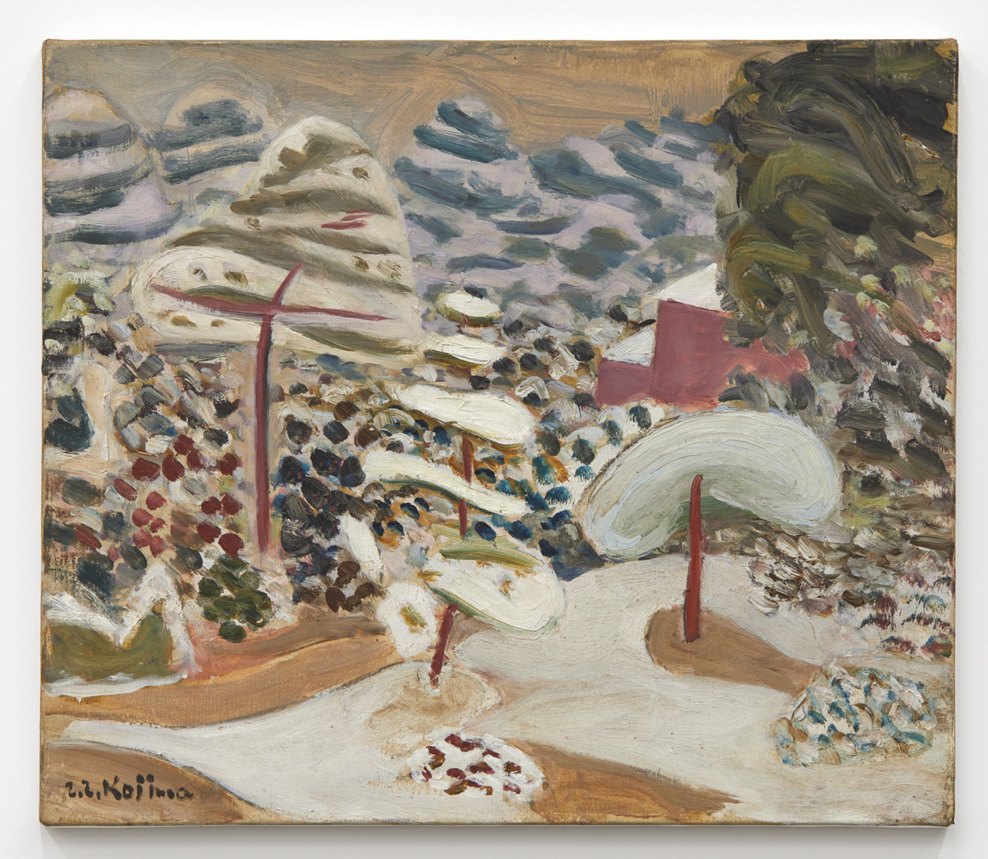 Zenzaburo Kojima, Garden in Snow, 1932. Oil on canvas, 18 x 21 in. (45.72 x 53.34 cm)