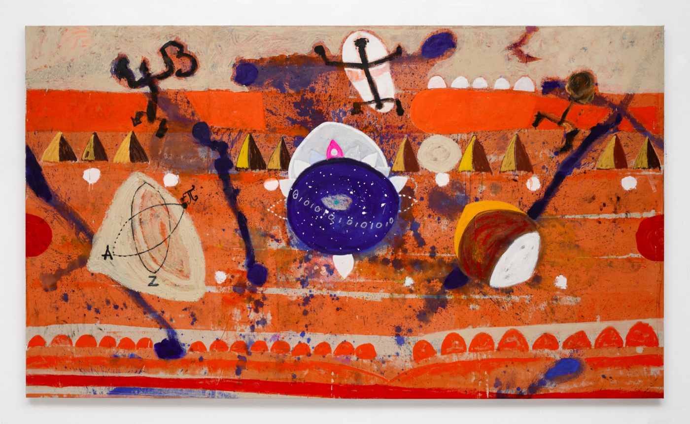 Untitled, 2025. Mixed media on canvas, 84 x 144